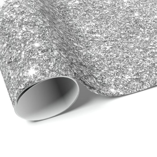 Modern Elegant Glanzend Metallic Zilver Glitter Gr Cadeaupapier (Rol Hoek)