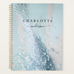 Modern, elegant, glitter, blauw-zilver planner<br><div class="desc">Moderne, glitter, elegante planner. Bewerk je product in een paar minuten. U kunt het lettertype / de grootte / kleur en de positie wijzigen met "verder personaliseren".</div>