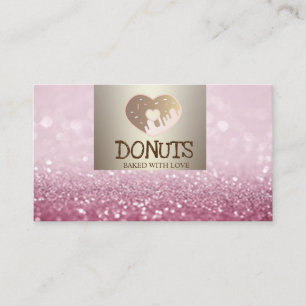 Modern Elegant, Glitter Bokeh, Donuts, Bakery Visitekaartje