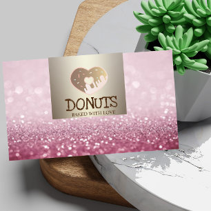 Modern Elegant,Glitter Bokeh,Donuts,Bakkerij Visitekaartje