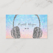 Modern elegant Glitter Bokeh Silver Headphone DJ Visitekaartje (Voorkant)