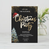 Modern Elegant Glitter Christmas Tree Party Kaart (Staand voorkant)