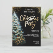 Modern Elegant Glitter Christmas Tree Party Kaart (Staand voorkant)