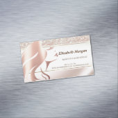 Modern Elegant Glitter, Girl Face Silhouette Magnetisch Visitekaartje (Voorbeeld)
