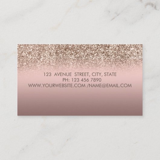 Modern Elegant, Glitter Gold Confetti, Scissors Visitekaartje (Achterkant)