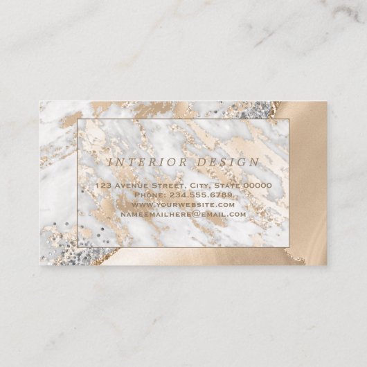 Modern elegant Glitter Gold Marble Interior-ontwer Visitekaartje (Achterkant)