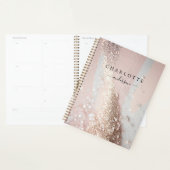 Modern, elegant, glitter, goud-zilver-blos planner (Display)