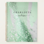 Modern, elegant, glitter, groen-zilver planner<br><div class="desc">Moderne,  glitter,  elegante planner. Bewerk je product in een paar minuten. U kunt het lettertype / de grootte / kleur en de positie wijzigen met "verder personaliseren".</div>