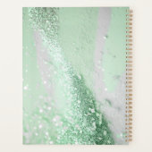 Modern, elegant, glitter, groen-zilver planner (Achterkant)