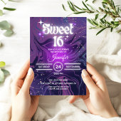 Modern Elegant Glow Sweet 16 Verjaardagsfeest Kaart