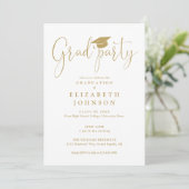 Modern Elegant Gold Afstudeerder Party Script Afst Kaart (Staand voorkant)