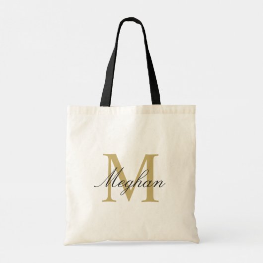 Modern Elegant Gold Black - Aangepast monogram Tote Bag (Achterkant)