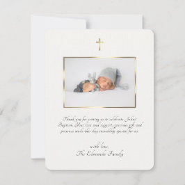 Modern Elegant Gold & Black Calligraphy Baptism  Bedankkaart