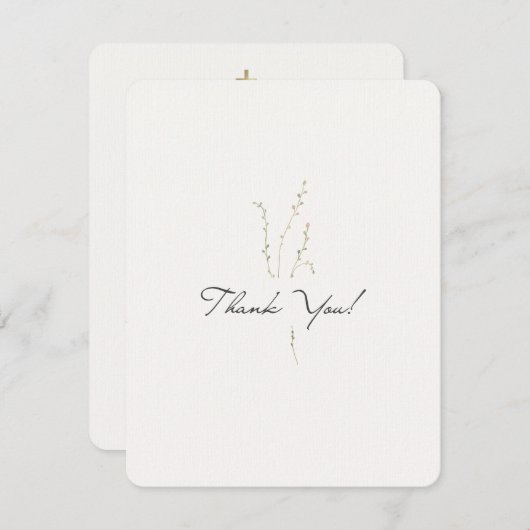 Modern Elegant Gold & Black Calligraphy Baptism Bedankkaart (Voorkant / Achterkant)