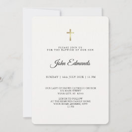 Modern Elegant Gold & Black Calligraphy Baptism  Kaart