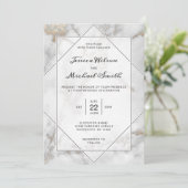 Modern Elegant Gold Black en White Marble Wedding Kaart (Staand voorkant)