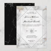 Modern Elegant Gold Black en White Marble Wedding Kaart (Voorkant / Achterkant)