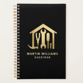 Modern Elegant Gold & Black Handyman Planner (Voorkant)