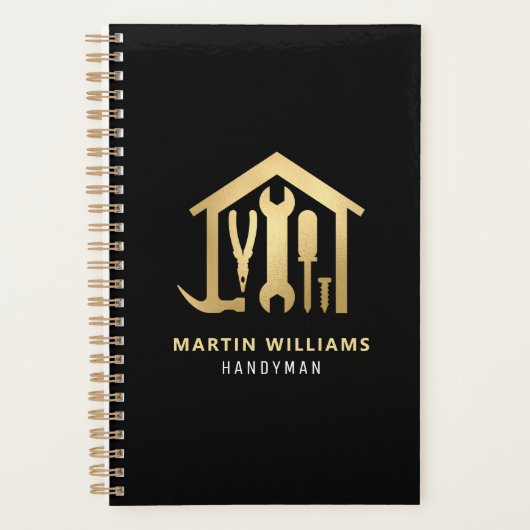 Modern Elegant Gold & Black Handyman Planner (Voorkant)