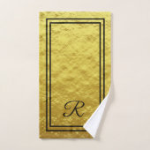 Modern Elegant Gold Black Monogram script Bad Handdoek (Handdoek)