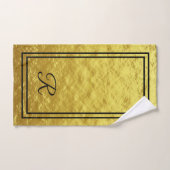 Modern Elegant Gold Black Monogram script Bad Handdoek (Handdoek)