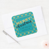Modern Elegant Gold Blue Merry kerst - Zelfklever Vierkante Sticker (Envelop)