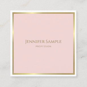 Modern Elegant Gold Blush Roze Wit Sjabloon Luxe Vierkante Visitekaartje