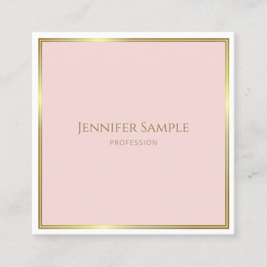 Modern Elegant Gold Blush Roze Wit Sjabloon Luxe Vierkante Visitekaartje (Voorkant)