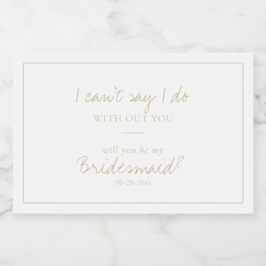 Modern Elegant Gold bruidsmeisje voorstel Sparkling Wijnetiket (Enkel label)