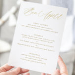 Modern Elegant Gold Calligraphy Wedding Menu<br><div class="desc">Modern en Elegant Gold Wedding Menu: dit romantische trouwmenu bevat elegante kalligrafie en eenvoudige regels.</div>