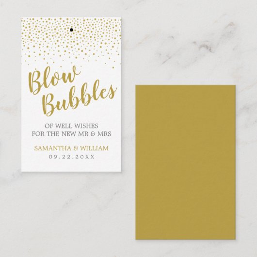 Modern Elegant Gold Confetti Wedding Bubble Label (Voorkant / Achterkant)