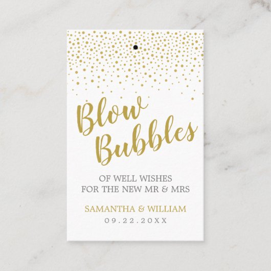 Modern Elegant Gold Confetti Wedding Bubble Label (Voorkant)