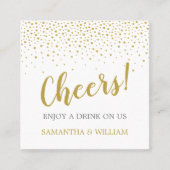Modern Elegant Gold Confetti Wedding Drink Ticket (Voorkant)
