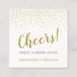 Modern Elegant Gold Confetti Wedding Drink Ticket
