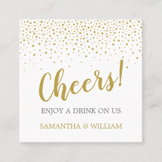 Modern Elegant Gold Confetti Wedding Drink Ticket (Voorkant)