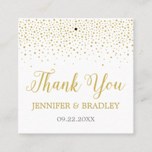 Modern Elegant Gold Confetti Wedding Favor Vierkante Visitekaartje