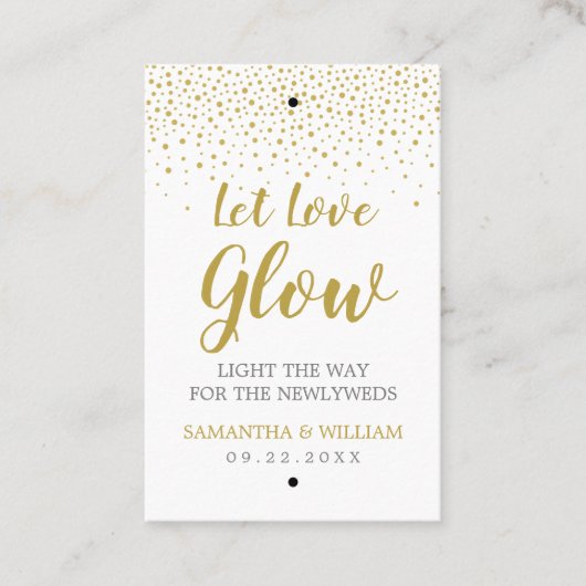 Modern Elegant Gold Confetti Wedding Glow Stick Visitekaartje (Voorkant)