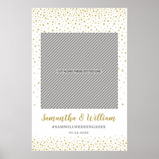 Modern Elegant Gold Confetti Wedding Photo Lijst Poster (Voorkant)