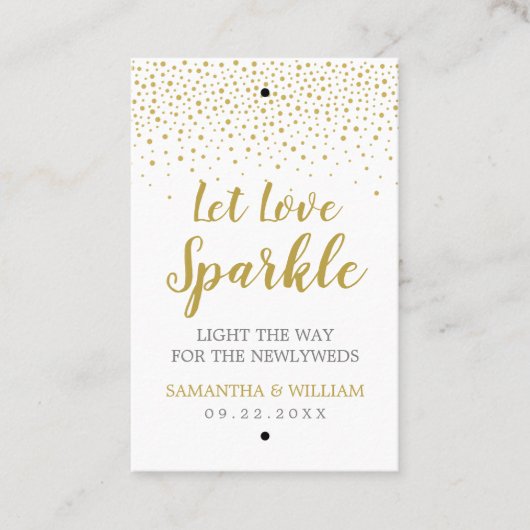 Modern Elegant Gold Confetti Wedding Sparkler Labe Visitekaartje (Voorkant)