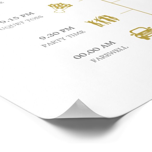 Modern Elegant Gold Confetti Wedding Tijdstip Teke Poster (Hoek)