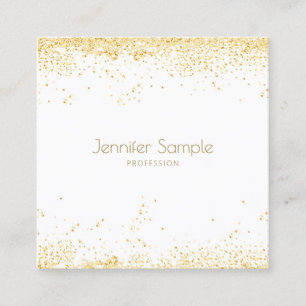 Modern Elegant Gold Confetti White Sjabloon Luxe Vierkante Visitekaartje