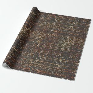 Modern Elegant Gold Copper Brown Tribal Patroon Cadeaupapier