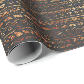 Modern Elegant Gold Copper Brown Tribal Patroon Cadeaupapier (Rol Hoek)