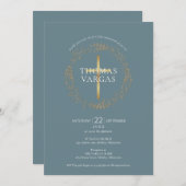 Modern Elegant Gold Cross First Heilige Communie Kaart (Voorkant / Achterkant)