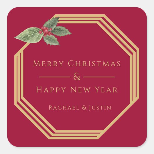 Modern Elegant Gold Custom Vrolijk Kerstfeest Vierkante Sticker (Voorkant)