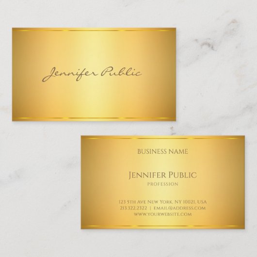 Modern Elegant Gold Design Script Classy Sjabloon Visitekaartje (Voorkant / Achterkant)