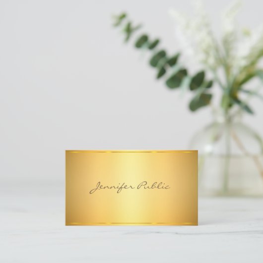 Modern Elegant Gold Design Script Classy Sjabloon Visitekaartje (Staand voorkant)