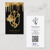 Modern Elegant Gold Drips Haarstylist Schaar Visitekaartje (Voorkant / Achterkant)