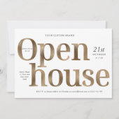 Modern Elegant Gold Effect Business Open Huis Kaart (Voorkant)