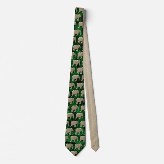 Modern Elegant Gold Elephant Pattern Emerald Green Stropdas (Voorkant)
